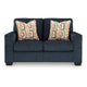 Ashley Avie Loveseat 2 Accent Pillows Soft Navy Blue Polyester 62 Inch