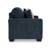 Ashley Avie Loveseat, 2 Accent Pillows, Soft Navy Blue Polyester, 62 Inch