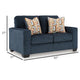 Ashley Avie Loveseat, 2 Accent Pillows, Soft Navy Blue Polyester, 62 Inch