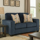 Ashley Avie Loveseat, 2 Accent Pillows, Soft Navy Blue Polyester, 62 Inch