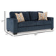 Ashley Avie Sofa 2 Accent Pillows 85 Inch Black Soft Navy Blue Polyester
