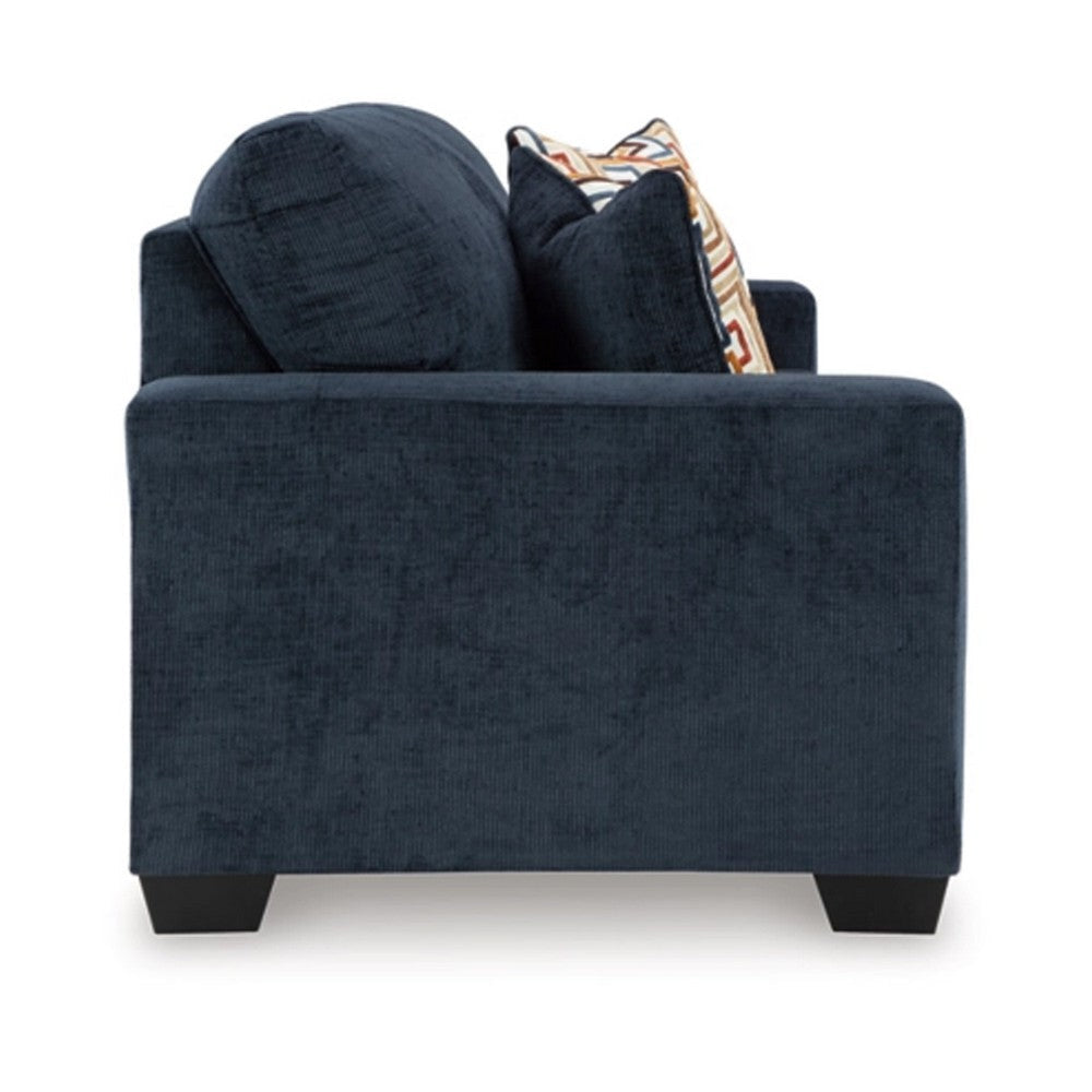 Ashley Avie Queen Sofa Sleeper 2 Accent Pillows Navy Blue Polyester 85 Inch