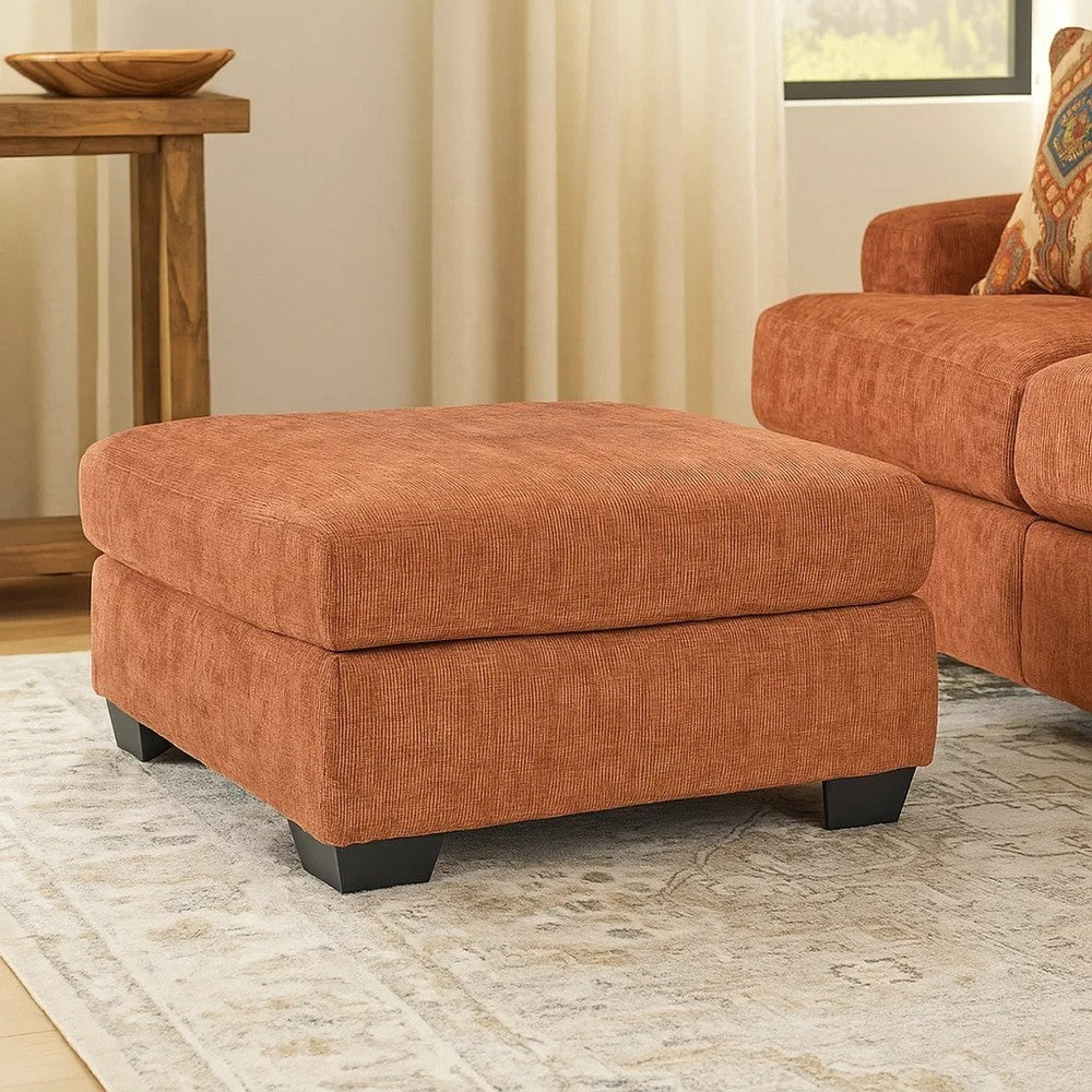 Ashley Avie Oversized Accent Ottoman, Burnt Orange Polyester Cushion, 38 Inch