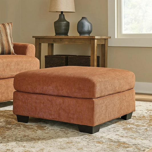 Ashley Avie Oversized Accent Ottoman, Burnt Orange Polyester Cushion, 38 Inch