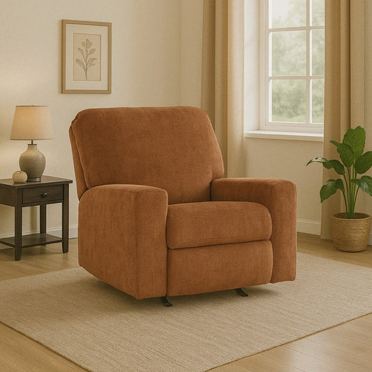 Ashley Avie Rocker Recliner Chair, Gentle Motion, Burnt Orange Polyester