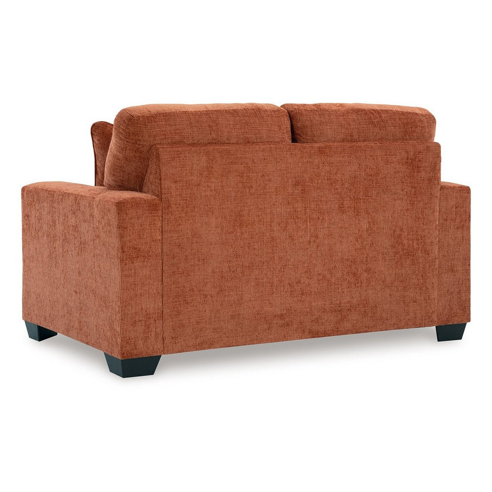 Ashley Avie Loveseat, 2 Accent Pillows, Burnt Orange Polyester, 62 Inch
