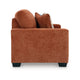 Ashley Avie Loveseat, 2 Accent Pillows, Burnt Orange Polyester, 62 Inch