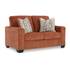 Ashley Avie Loveseat, 2 Accent Pillows, Burnt Orange Polyester, 62 Inch