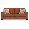 Ashley Avie Sofa 2 Accent Pillows 85 Inch Soft Burnt Orange Polyester
