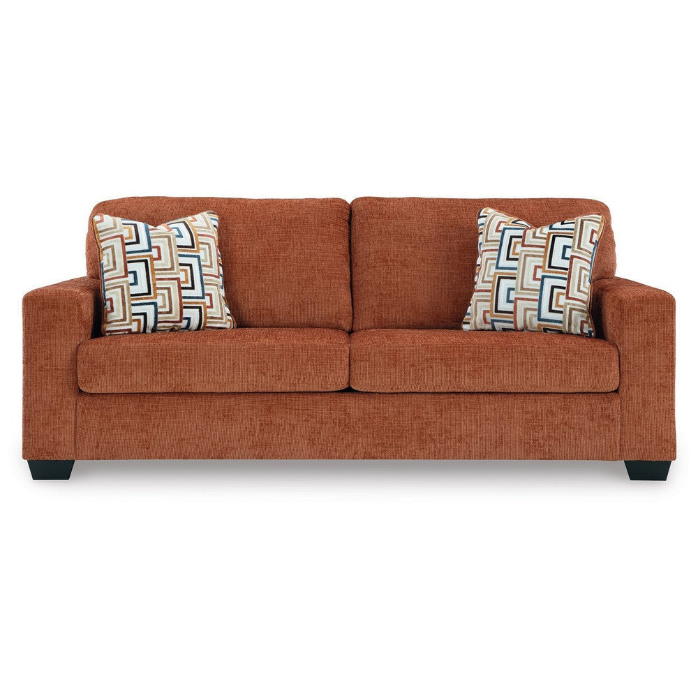 Ashley Avie Sofa 2 Accent Pillows 85 Inch Soft Burnt Orange Polyester