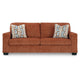 Ashley Avie Sofa 2 Accent Pillows 85 Inch Soft Burnt Orange Polyester