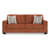 Ashley Avie Queen Sofa Sleeper 2 Accent Pillows Orange Polyester 85 Inch