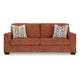 Ashley Avie Queen Sofa Sleeper 2 Accent Pillows Orange Polyester 85 Inch