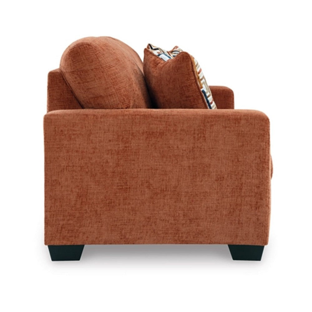Ashley Avie Queen Sofa Sleeper 2 Accent Pillows Orange Polyester 85 Inch