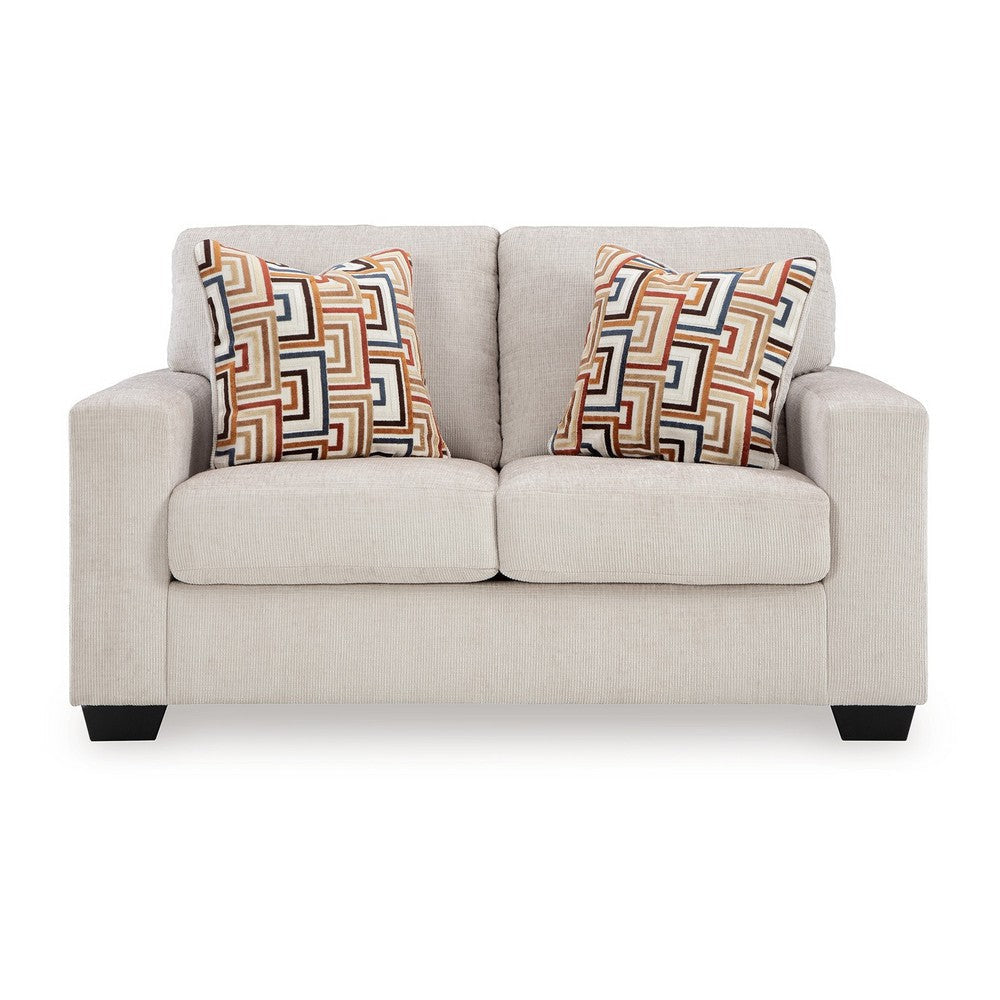 Ashley Avie Loveseat 2 Accent Pillows White Ivory Polyester 62 Inch
