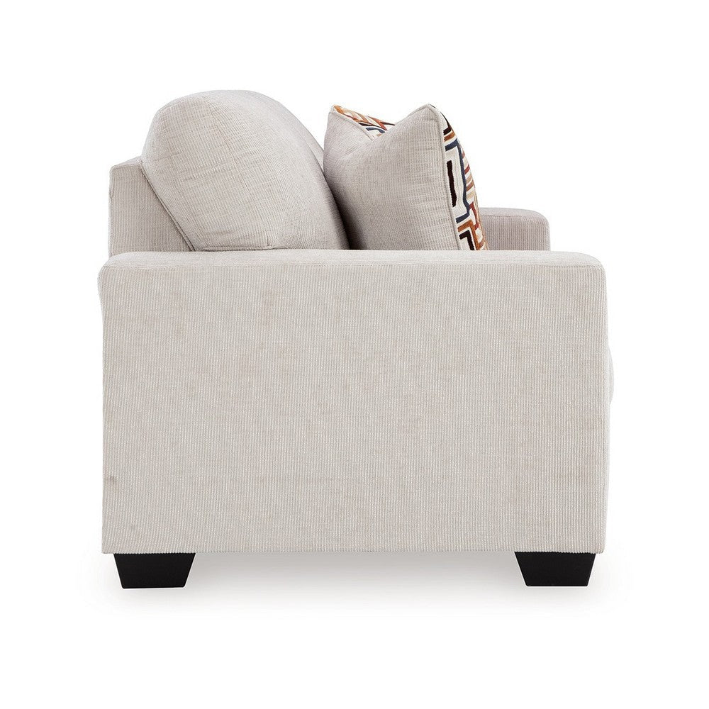 Ashley Avie Loveseat 2 Accent Pillows White Ivory Polyester 62 Inch