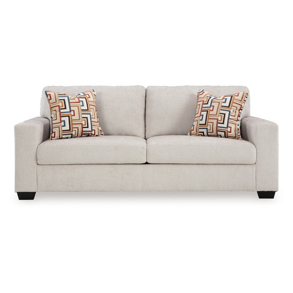 Ashley Avie Sofa 2 Accent Pillows 85 Inch Soft White Ivory Polyester