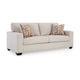 Ashley Avie Sofa, 2 Accent Pillows, 85 Inch, Soft White Ivory Polyester