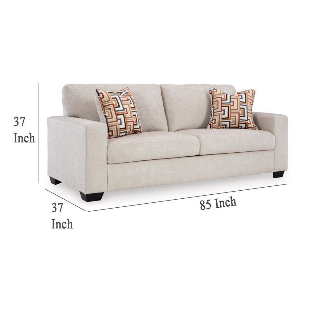 Ashley Avie Sofa 2 Accent Pillows 85 Inch Soft White Ivory Polyester