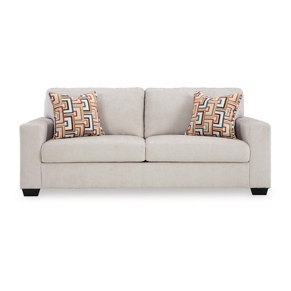 Ashley Avie Queen Sofa Sleeper 2 Accent Pillows Ivory Polyester 85 Inch