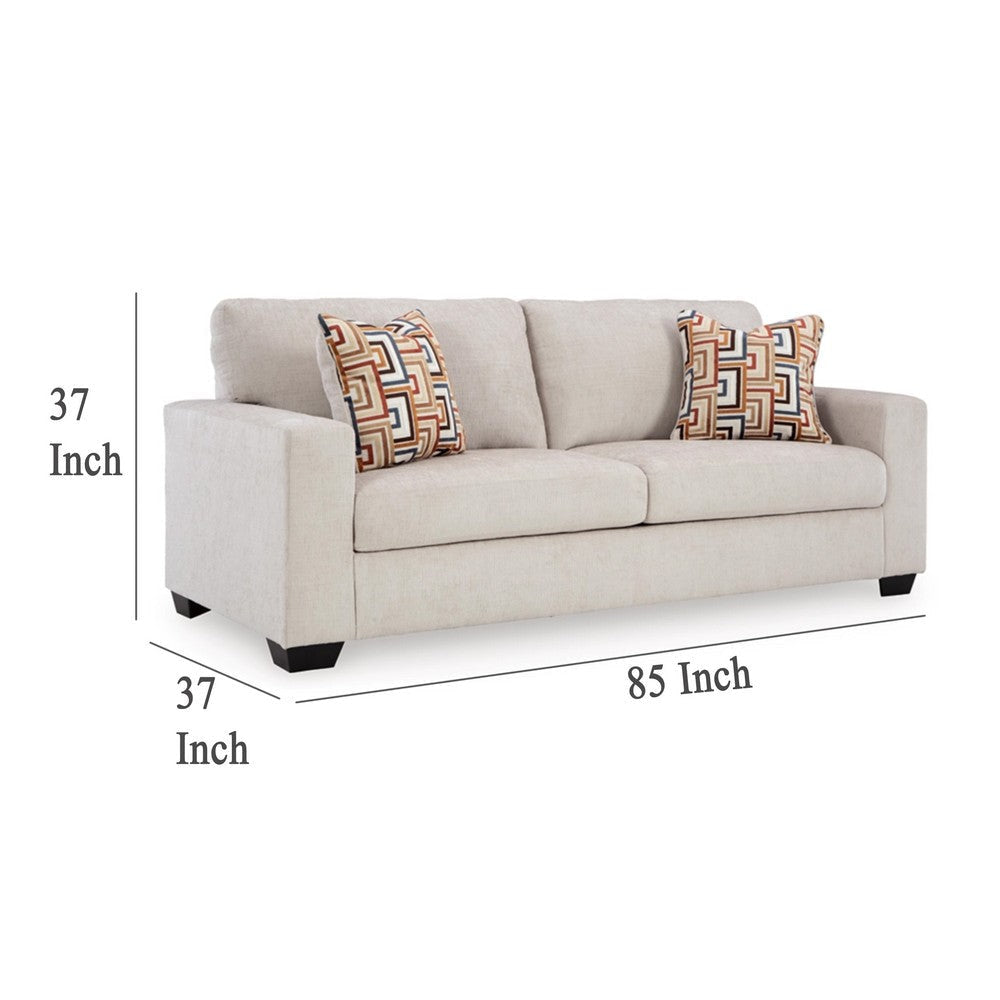 Ashley Avie Queen Sofa Sleeper 2 Accent Pillows Ivory Polyester 85 Inch
