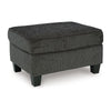 Ashley Erin Ottoman with Corner Block Frame, 33 Inch Dark Gray Polyester