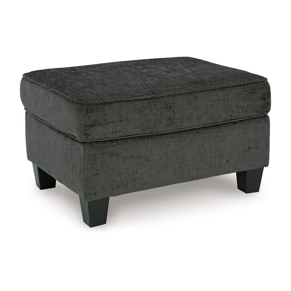 Ashley Erin Ottoman with Corner Block Frame, 33 Inch Dark Gray Polyester