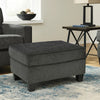 Ashley Erin Ottoman with Corner Block Frame, 33 Inch Dark Gray Polyester