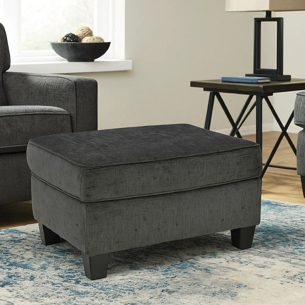 Ashley Erin Ottoman with Corner Block Frame, 33 Inch Dark Gray Polyester