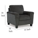 Ashley Erin Accent Armchair Modern Tapered Legs Plush Dark Gray Polyester BM329034