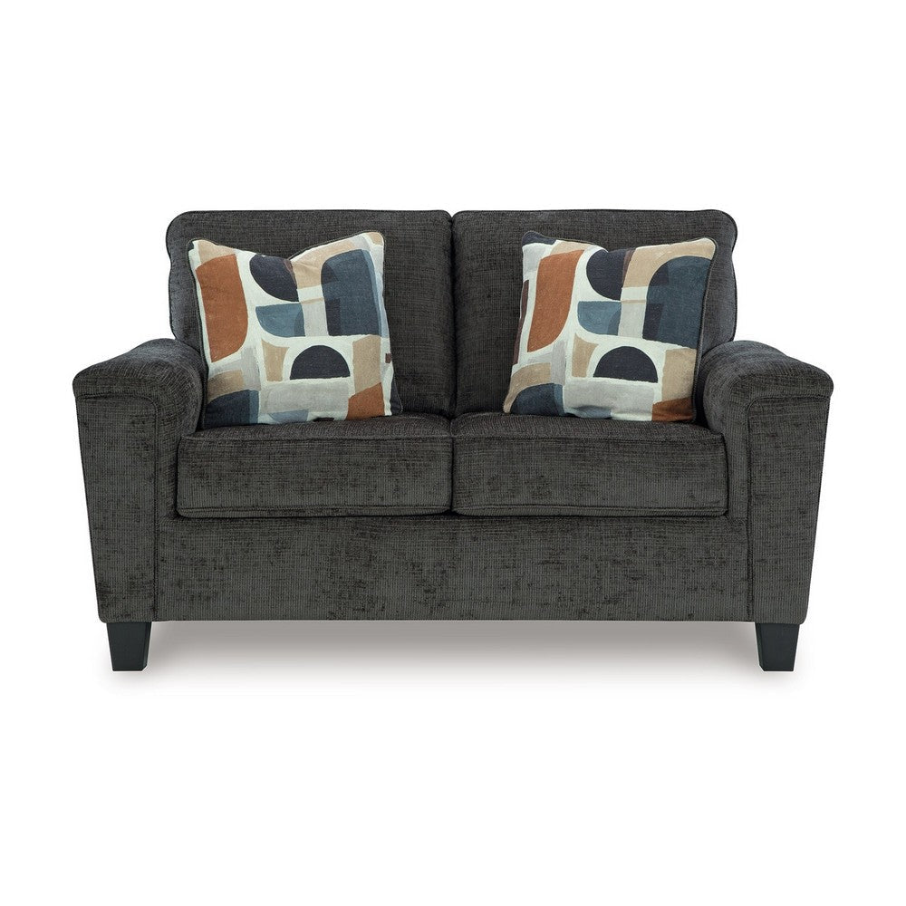 Ashley Erin Loveseat 2 Accent Throw Pillows 61 Inch Dark Gray Polyester BM329035