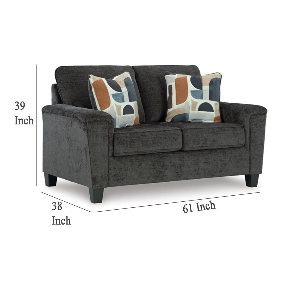 Ashley Erin Loveseat 2 Accent Throw Pillows 61 Inch Dark Gray Polyester BM329035