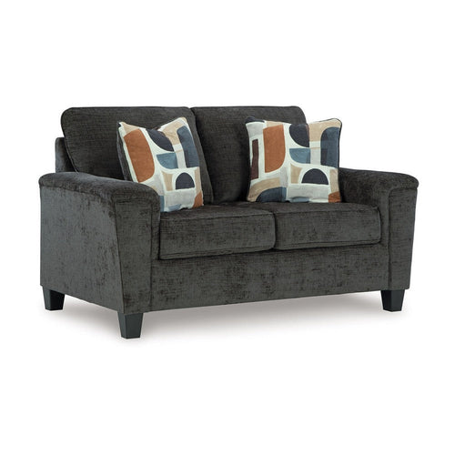 Ashley Erin Loveseat, 2 Accent Throw Pillows, 61 Inch Dark Gray Polyester
