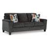 Ashley Erin Sofa, 2 Accent Throw Pillows, 89 Inch Plush Dark Gray Polyester