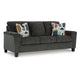 Ashley Erin Sofa, 2 Accent Throw Pillows, 89 Inch Plush Dark Gray Polyester