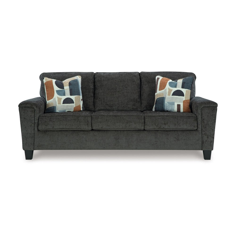 Ashley Erin Sofa 2 Accent Throw Pillows 89 Inch Plush Dark Gray Polyester