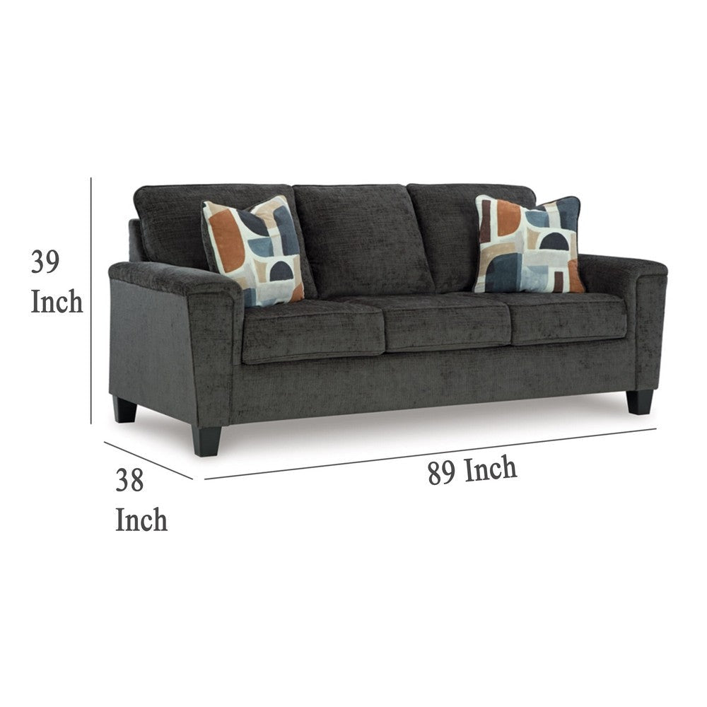 Ashley Erin Sofa 2 Accent Throw Pillows 89 Inch Plush Dark Gray Polyester