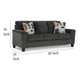 Ashley Erin Sofa 2 Accent Throw Pillows 89 Inch Plush Dark Gray Polyester
