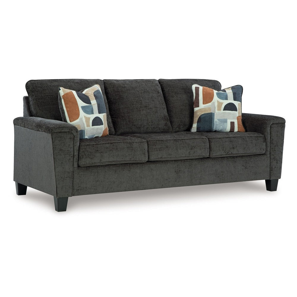 Ashley Erin Sofa 2 Accent Throw Pillows 89 Inch Plush Dark Gray Polyester