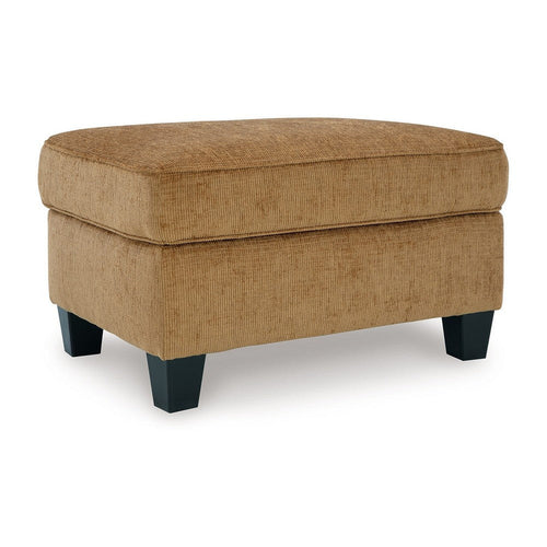 Ashley Erin Ottoman with Corner Block Frame, 33 Inch Light Brown Polyester