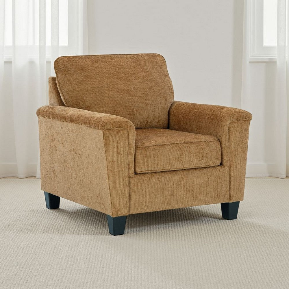 Ashley Erin Accent Armchair, Modern Tapered Legs, Plush Light Brown Polyester