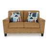 Ashley Erin Loveseat, 2 Accent Throw Pillows, 61 Inch Light Brown Polyester
