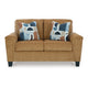 Ashley Erin Loveseat, 2 Accent Throw Pillows, 61 Inch Light Brown Polyester