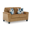 Ashley Erin Loveseat, 2 Accent Throw Pillows, 61 Inch Light Brown Polyester