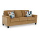 Ashley Erin Sofa, 2 Accent Throw Pillows, 89 Inch Plush Light Brown Polyester