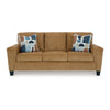 Ashley Erin Sofa, 2 Accent Throw Pillows, 89 Inch Plush Light Brown Polyester