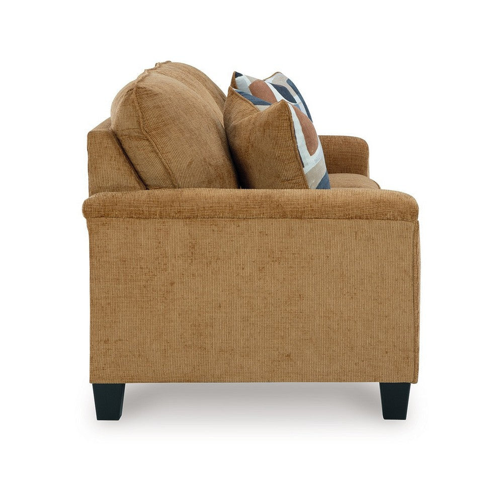 Ashley Erin Sofa 2 Accent Throw Pillows 89 Inch Plush Light Brown Polyester