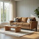 Ashley Erin Sofa, 2 Accent Throw Pillows, 89 Inch Plush Light Brown Polyester