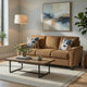 Ashley Erin Sofa, 2 Accent Throw Pillows, 89 Inch Plush Light Brown Polyester