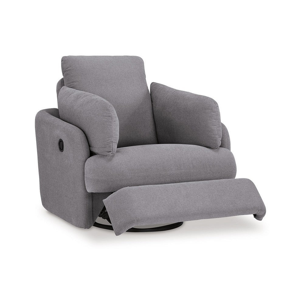Ashley Emmett Swivel Manual Glider Recliner Chair Gray Polyester 2 Pillows BM329046